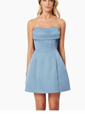 Elliatt Revolve Blue Strapless Cocktail Dress Small